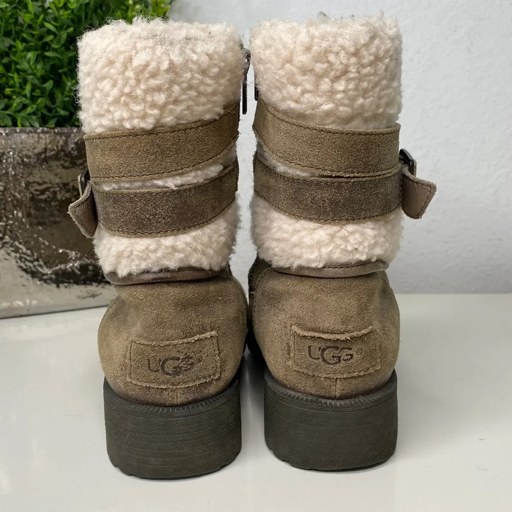 UGG‎ Blayre III Olive Green Suede Leather Shearling Ankle Boots 1095153 Size 7